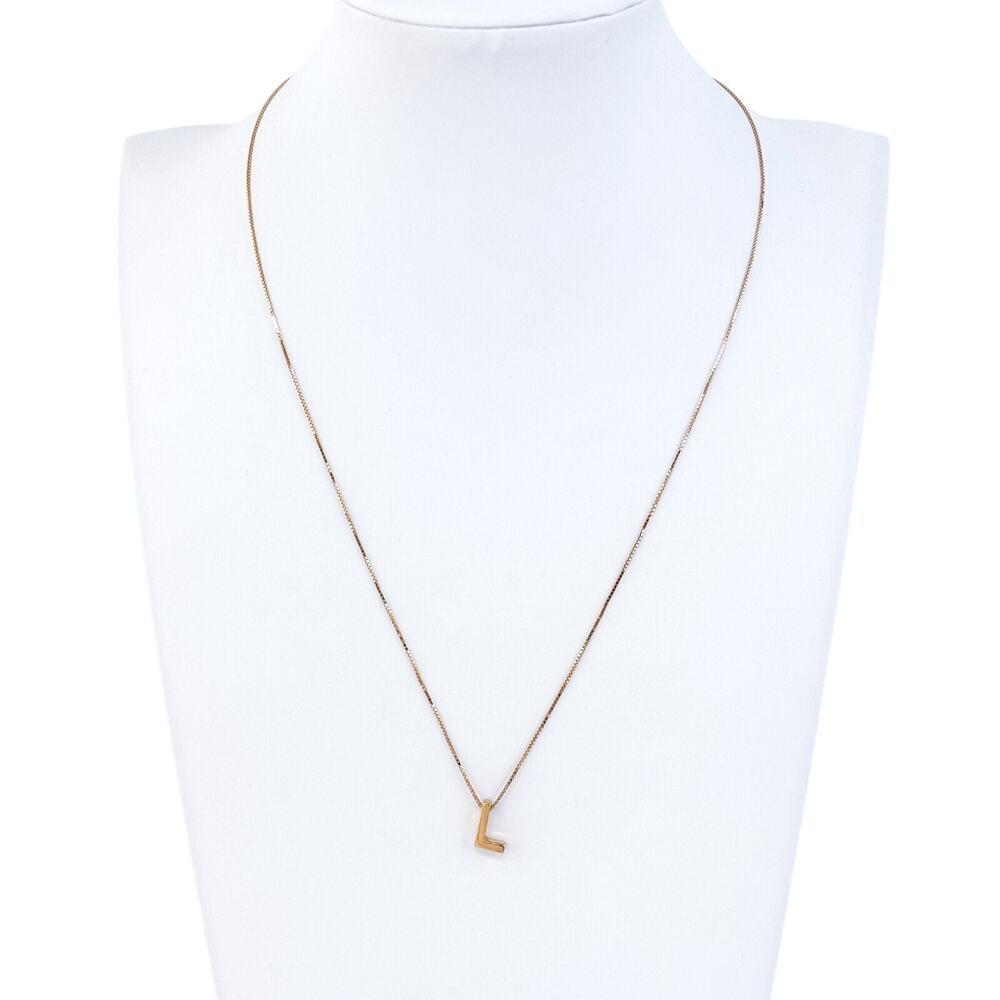 Vintage Gold-Tone Initial L Pendant Necklace 16"-18"